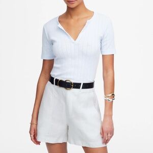 Madewell Pintucked Shorts in 100% Linen Size 0 White Color Salt NWT